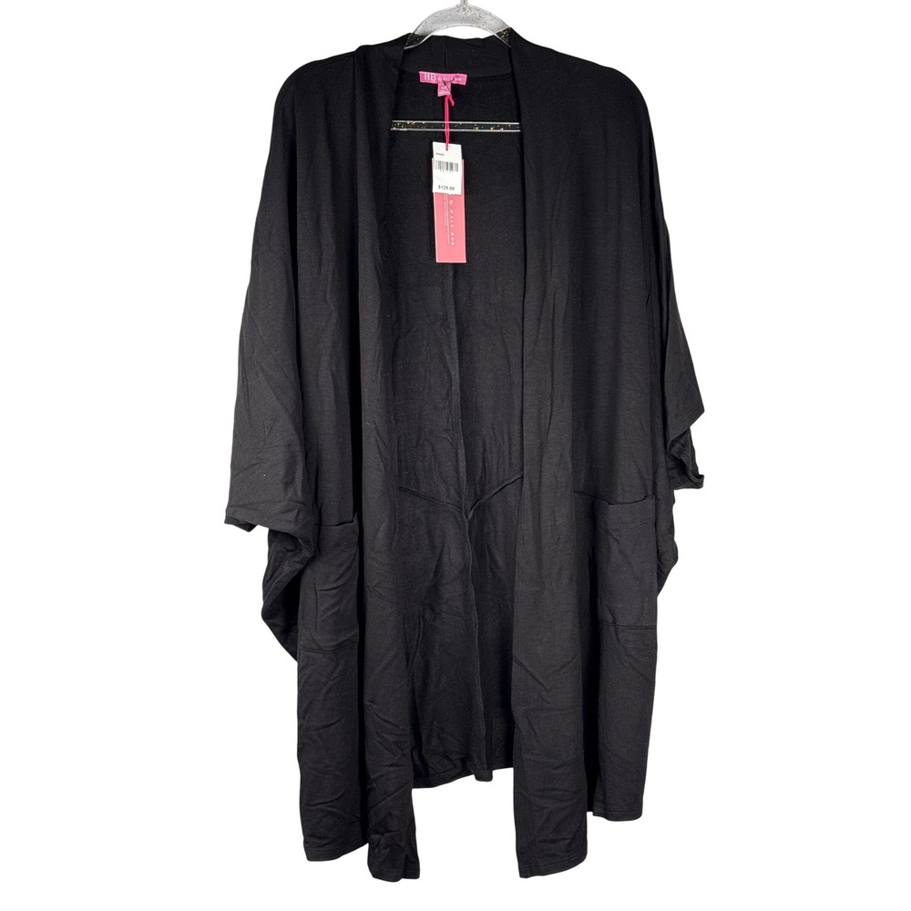 HB by Hali Bob‎ Black Cardigan Open Front Pockets Relaxed Fit Womens XL
